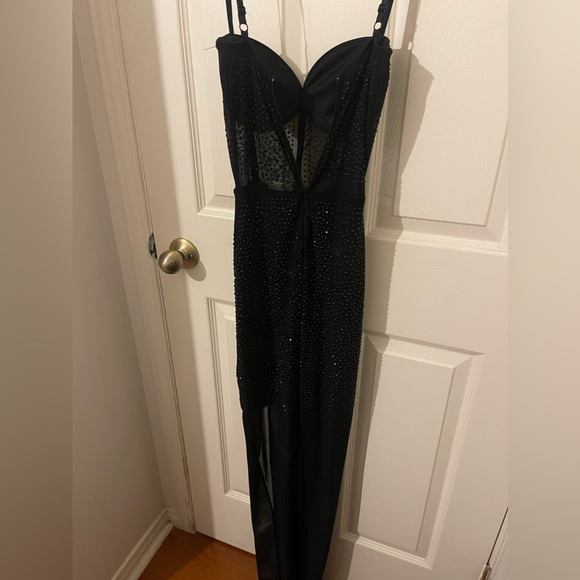 Windsor Black Sequin Slit Dress - Picture 8 of 10